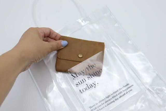 ビニールマルシェバッグ（ポケット付、シンプル） ポケット