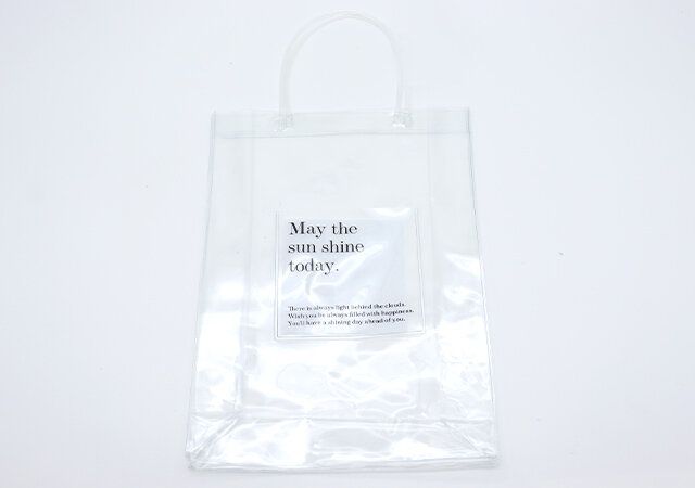 ビニールマルシェバッグ（ポケット付、シンプル） デザイン