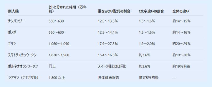 今回の研究で明らかになった人間と霊長類のゲノムの違い