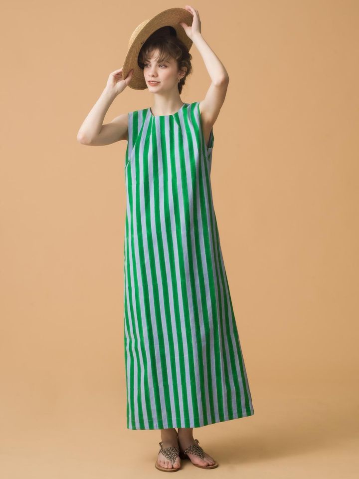 画像: 「RINA DRESS THICK STRIPE ノースリーブワンピース」¥34,100 (税込)
