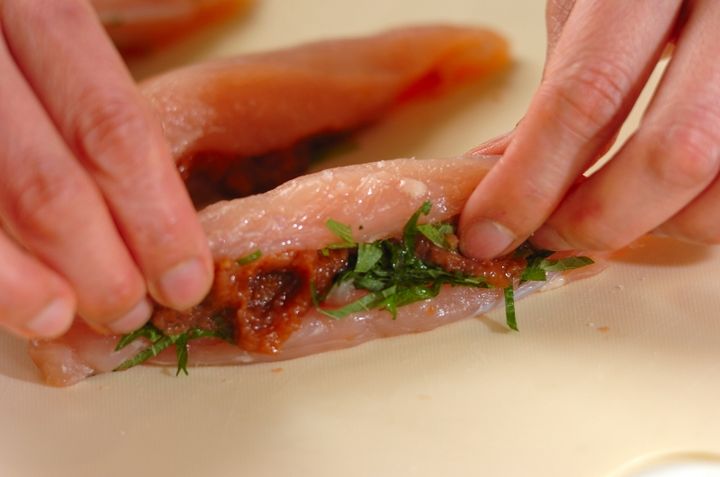 梅ささ身フライの作り方1