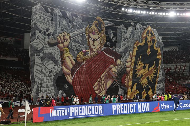 まるで「キングダム」…中国を68年ぶり撃破のアジアの国、客席2階まで届く巨大バナーがすごい