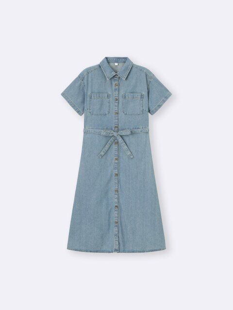 GUのライトデニムワークシャツワンピース