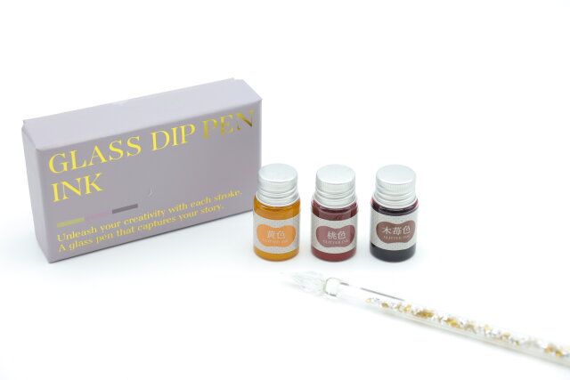 ガラスペンインク（ラメ入、暖色） ガラスペン