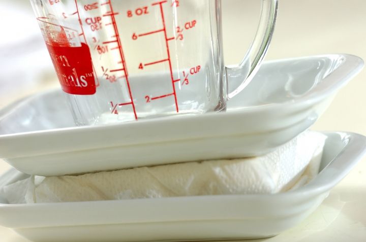 くずし豆腐モロヘイヤのせの下準備2