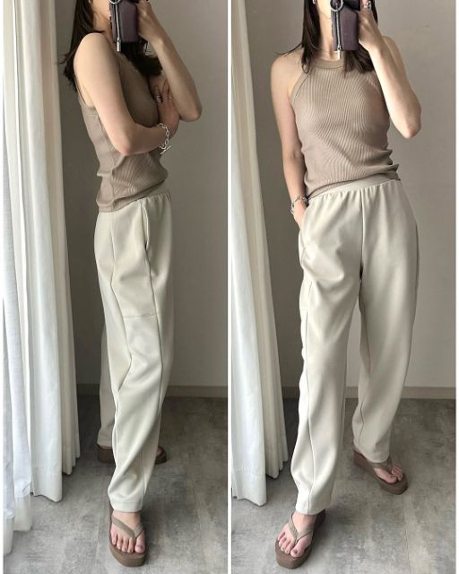 ドライスウェットカーブパンツを着たコーデ