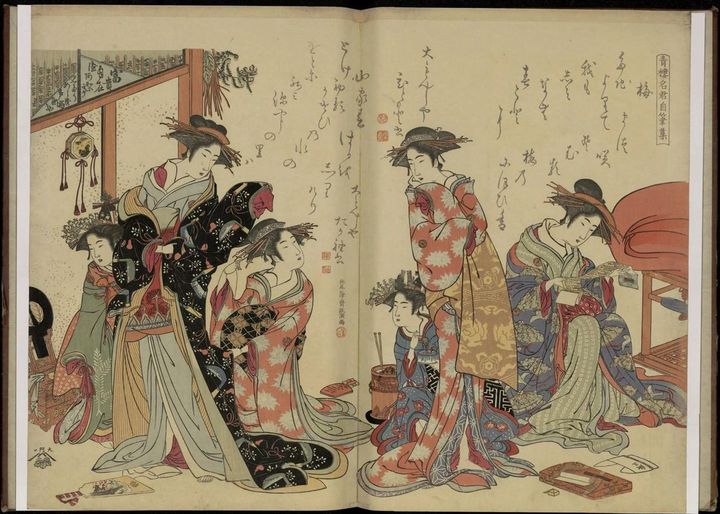 北尾葎斎政演 画 ほか『新美人合自筆鏡：吉原傾城』