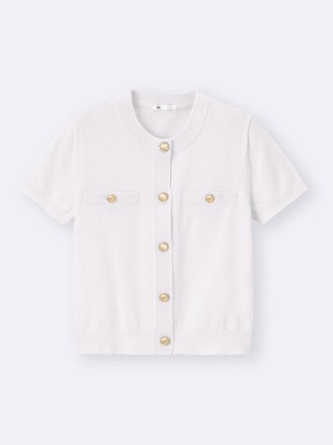 2025guレディースメタルボタンカーディガン