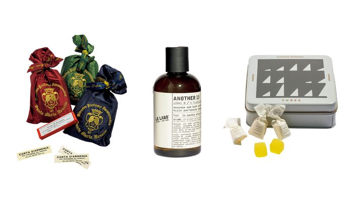 〈サンタ・マリア・ノヴェッラ〉シルクサシェ、アルメニアペーパー、〈ル ラボ〉マッサージ ＆ バス オイル、〈THREE〉センティッドアルケミー チューンズ