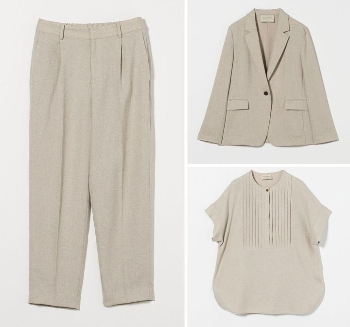 画像: 左「Spiree IAS タック テーパードパンツ」￥19,910、右上「Spiree IAS テーラード ジャケット」￥29,920、右下「Spiree IAS タック ショートスリーブ ブラウス」￥19,910 出典：ユナイテッドアローズ