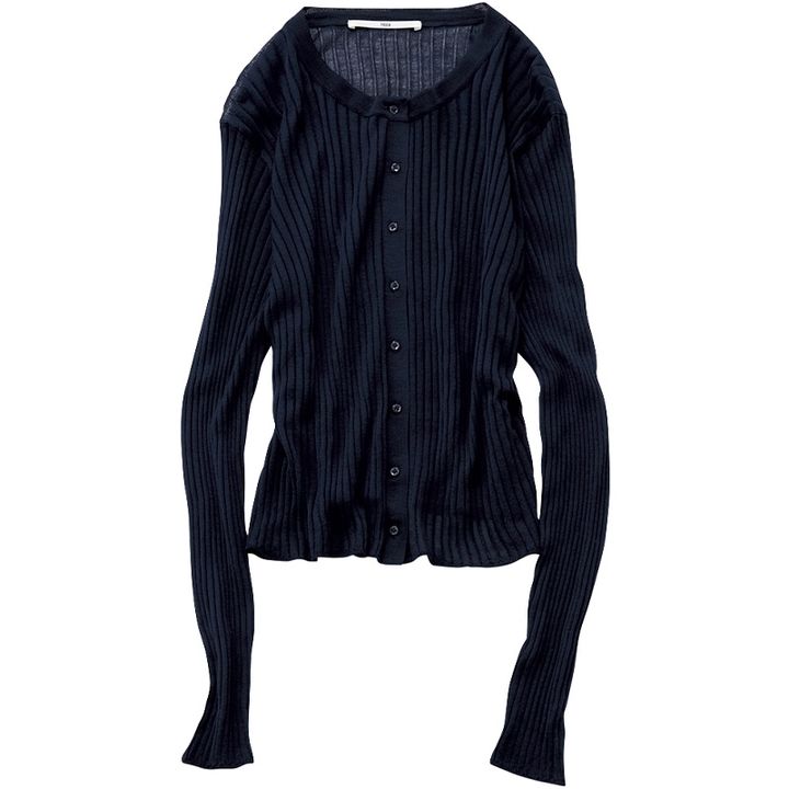 ティッカのネイビーのシアーカーディガン