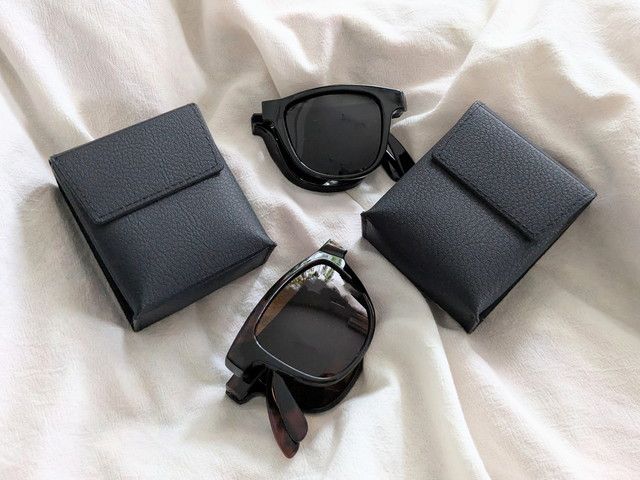 反射をブロック折りたたみ偏光グラス2種類ケース付き