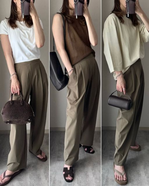 ウルトラストレッチアクティブワイドパンツを着たコーデ