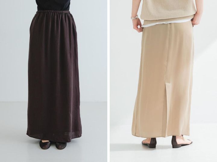 画像: 「キュプラサテンストレートスカート」各￥14,300 出典：アーバンリサーチ