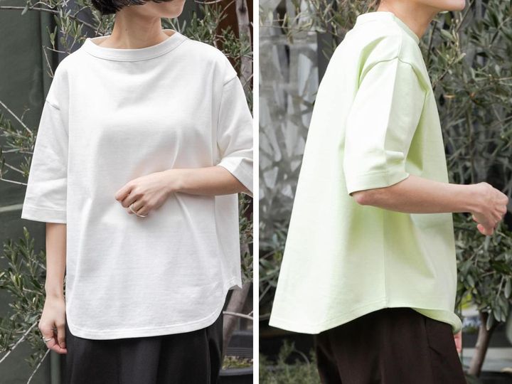 画像: 「ボトルネック5分袖Tシャツ」各￥4,400【フォーク＆スプーン】 出典：アーバンリサーチ ドアーズ