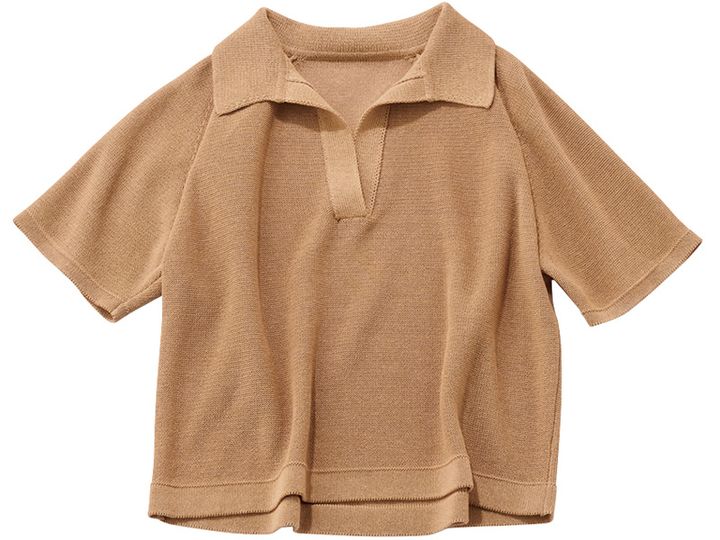 lounge WRAYの和紙を使用したペーパーニット素材の開衿ニット