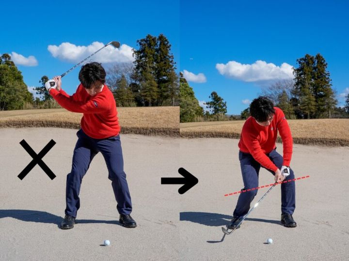 バンカーからのアプローチ、失敗してない？コツはヒザの高さにあり