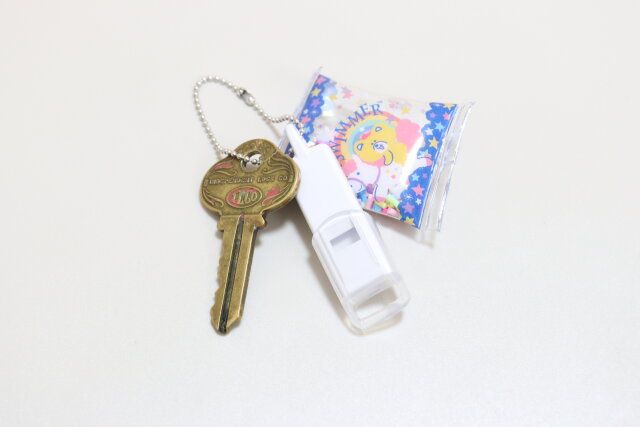 セリア 衛生的に携帯できるキャップ付ミニホイッスル 持ち運び 鍵