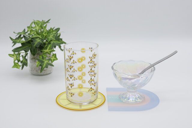 PVCコースター 果物柄 レインボー 使用例