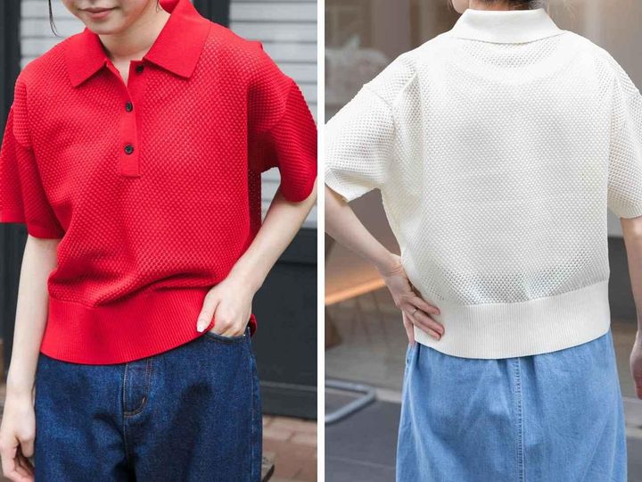 画像: 「メッシュパターンニットポロシャツ」各￥6,600【フォーク＆スプーン】 出典：アーバンリサーチ ドアーズ