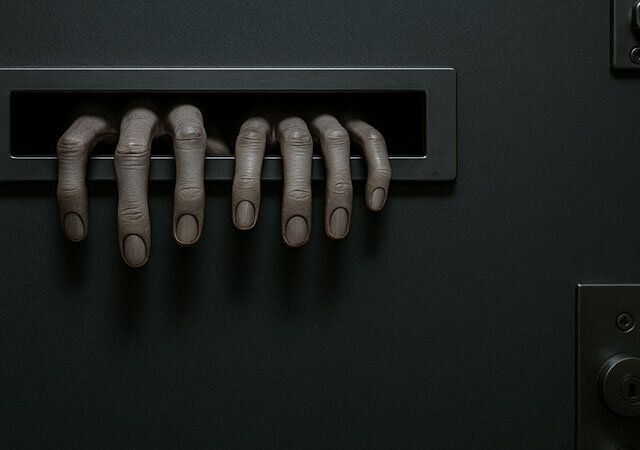 ドアポストから伸びる指