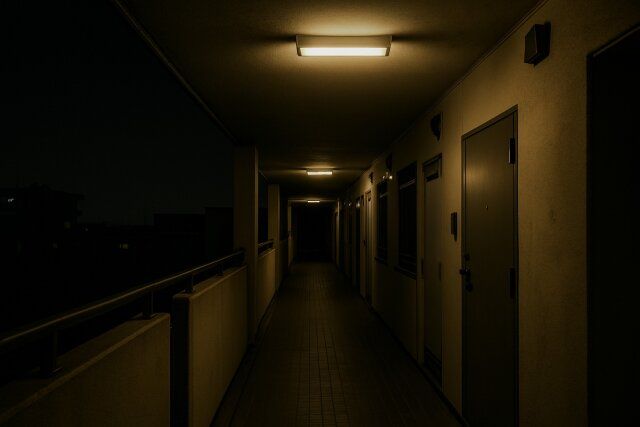 古いマンションの外廊下