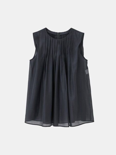 2025plst夏女性シアープリーツノースリーブブラウス