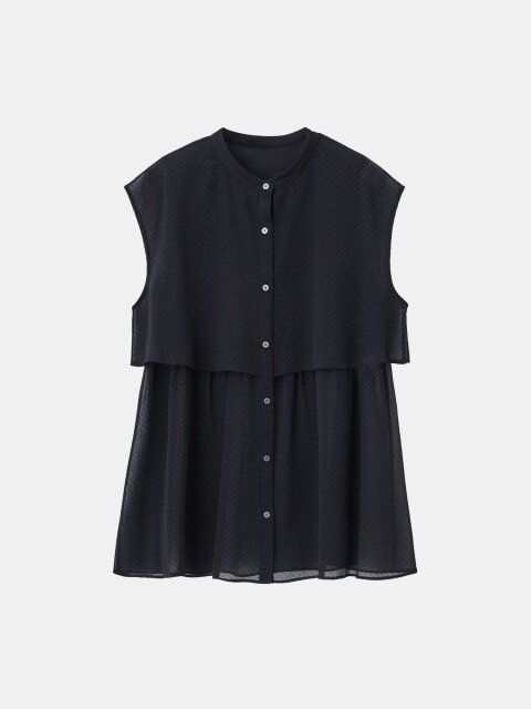 2025plst夏女性シアードットレイヤードシャツ