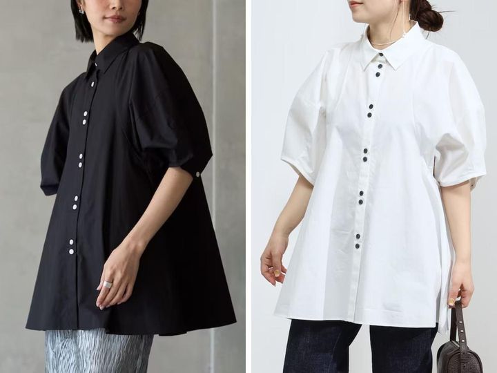 画像: 「切替デザイン バルーンスリーブシャツ」各￥11,000 出典：ファーストハンド