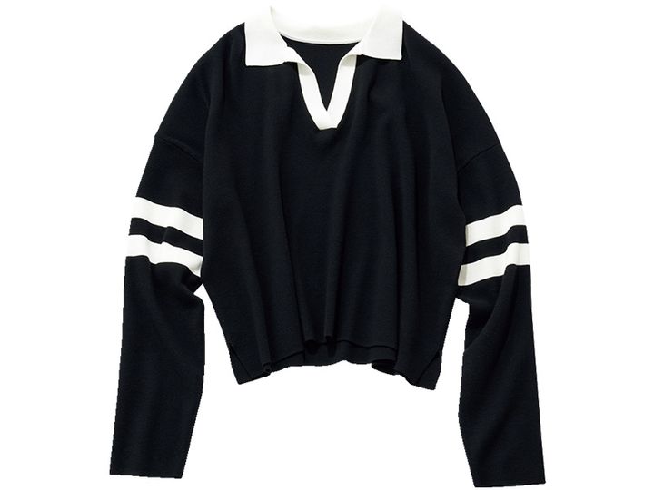 アルアバイルのバイカラーの開衿ニット