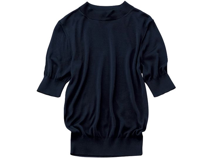 スローンのモックネックの5分袖ニット