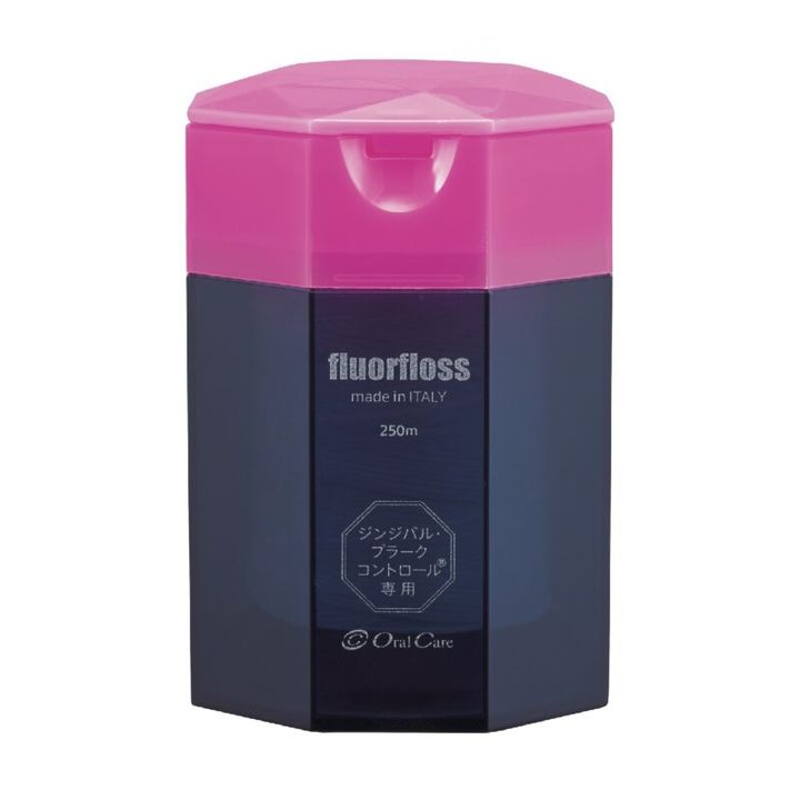 384本のフロアフロスの糸がふわっと膨らむ設計。歯ぐきの中までケアできるのが特徴。フロアフロス250m 2750円（オーラルケア）