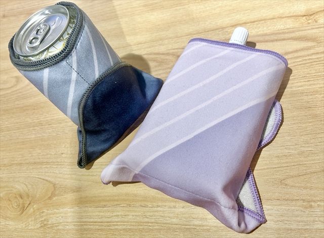 パウチ飲料用サイズ 感を包んだ様子