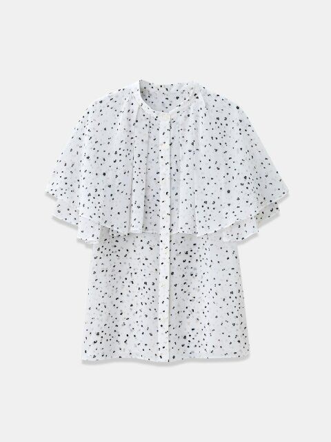 PLSTのペイントドットケープブラウス