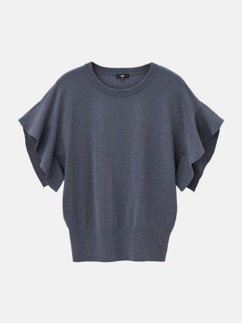 PLSTのコットンアセテートブレンドフレアスリーブセーター