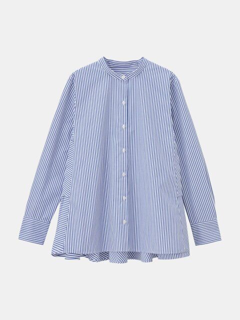 PLSTのバックフリルバンドカラーシャツ