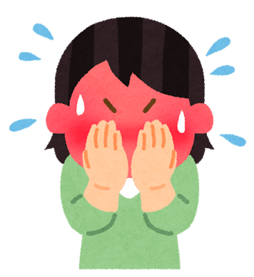 赤面している人のイラスト（女性）