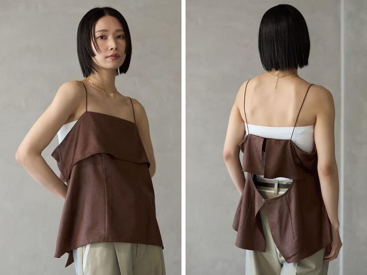 画像: 「チンツ加工 バックオープン キャミソールトップス」￥9,900 出典：ファーストハンド