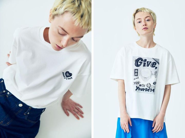 画像: 左「EMBROIDERY T-SHIRTS」￥7,920、右「PRINT T-SHIRTS」￥7,920 出典：Chocomoo COLLECTION BY JUN