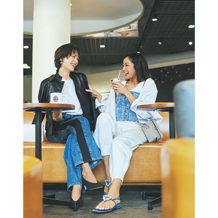 ママ友社交には今どきデニムの洒落見えコーデで参戦