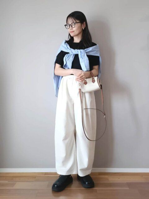 白ワイドパンツコーデ2