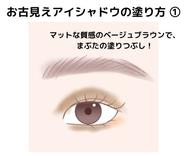 お古見え アイシャドウの塗り方①