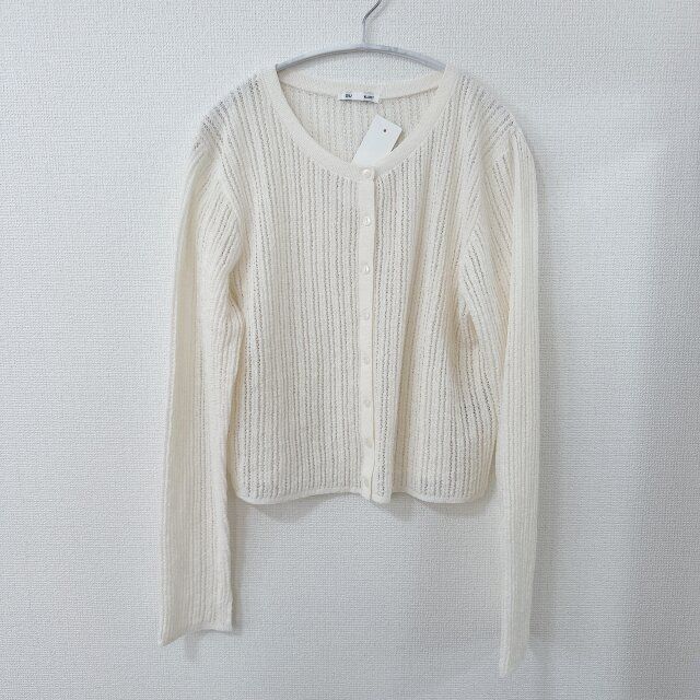GU ブークレ透かし編みカーディガン NATURAL