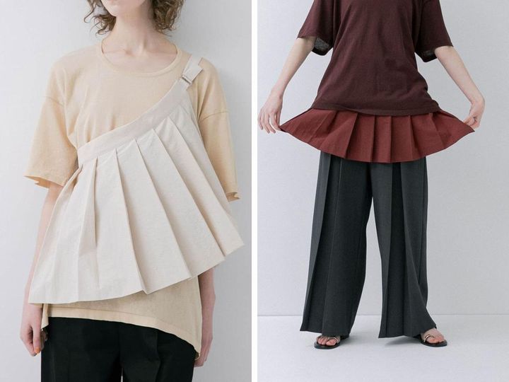 画像: 「pleats wrap fake skirt」各￥11,000 出典：ラート