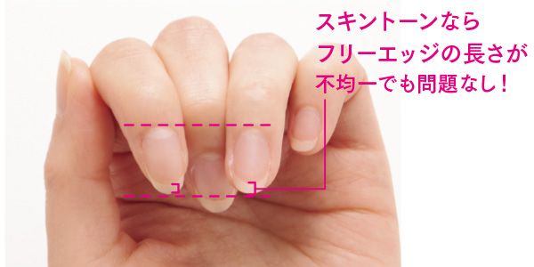 スキントーンならフリーエッジの長さが不均一でも問題なし！