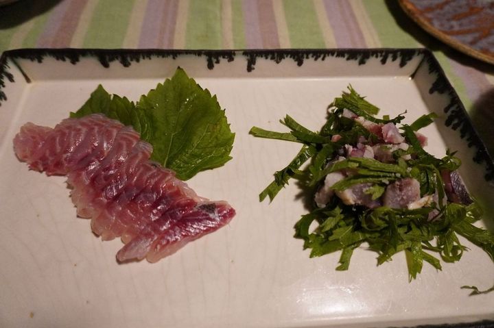 イサキの刺身と焼き切り。写真撮影にも失敗しました