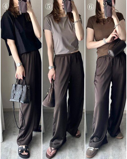 ユニクロのサテンイージーパンツのコーデ2