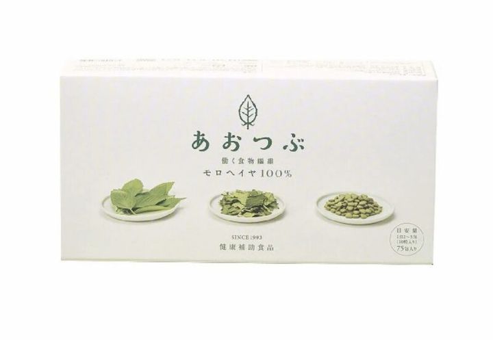 食物繊維、カルシウム、鉄分、β-カロテン、ビタミンE、ビタミンB1を含有するモロヘイヤ100％サプリ。自然な便通がかなう。あおつぶ パック750粒〈10粒×75包〉5616円（青粒）