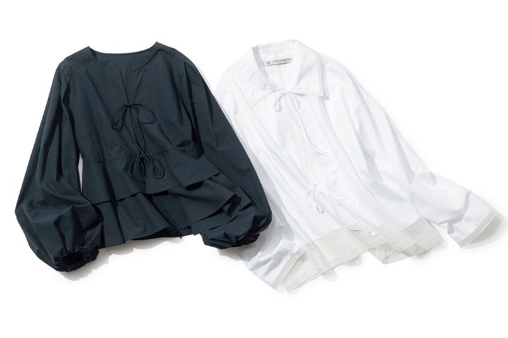 前開きシャツはリボン付きが可愛い