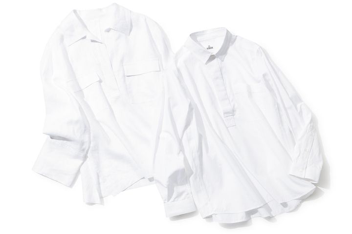 爽やかな白スキッパーシャツ